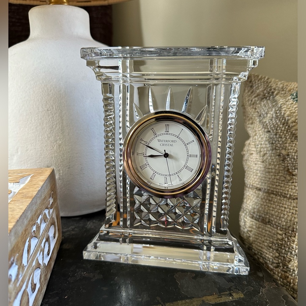 Waterford Crystal Ireland atrium clock.  Japanese movement. 7”x 4”